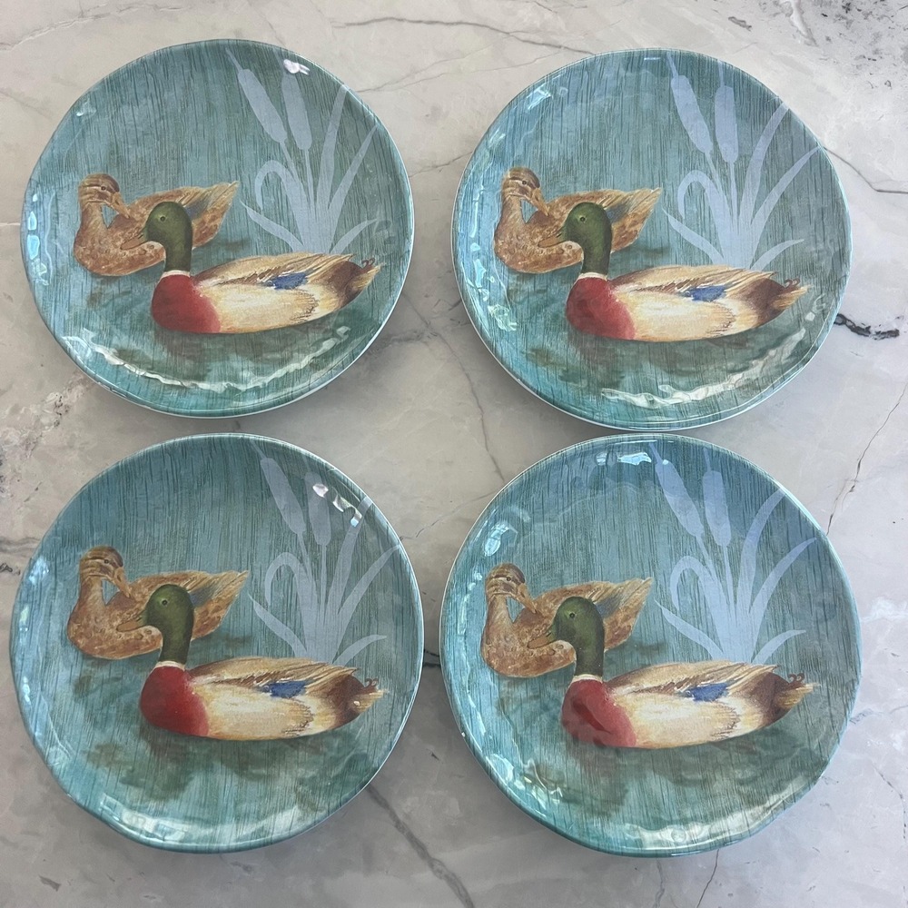 Set of 4‎ melamine dessert plates adorable ducks Cottagecore